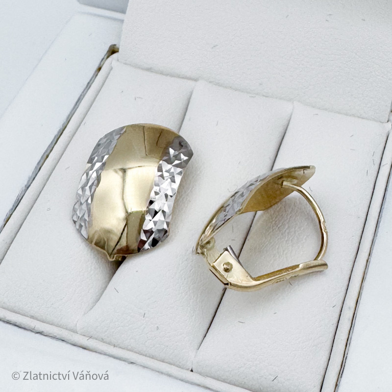 Žluté zlato náušnice na klapku